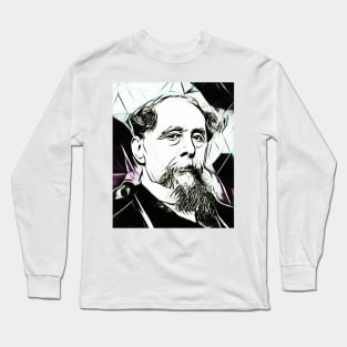 Charles Dickens Black and White Portrait | charlles dickens artwork 4 Long Sleeve T-Shirt